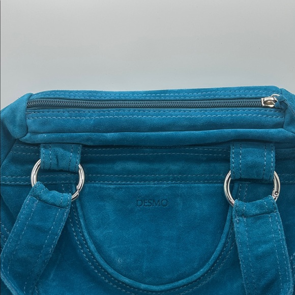 Desmo NWT Teal Suede Boho Double Handled Satchel Purse Bag 🌸🌸 - Picture 3 of 6